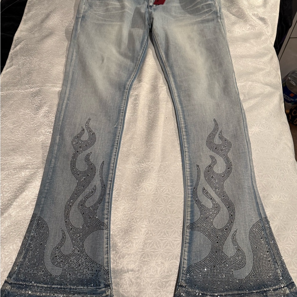 Embellished Light Blue Jeans